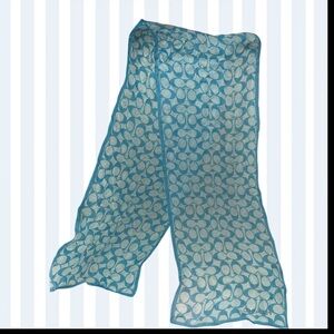 Coach Teal and White Signature "C" Pattern Scarf